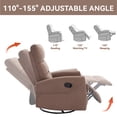 thumbnail image 6 of Leumius Recliner Chair,360° Swivel Rocking Recliner Chairs,Manual Glider Rocking Chair for Small Space,Nursery,Home Theater,Brown, 6 of 9
