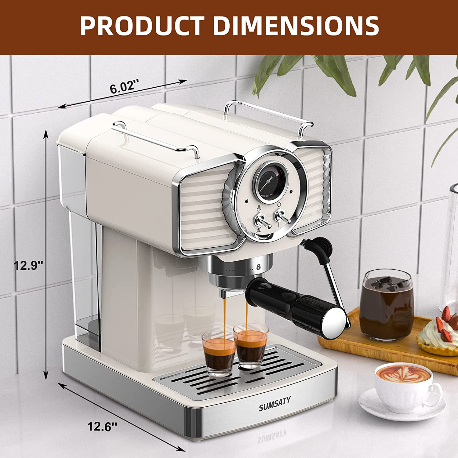 SUMSATY Espresso Machine, Stainless Steel Espresso Machine with