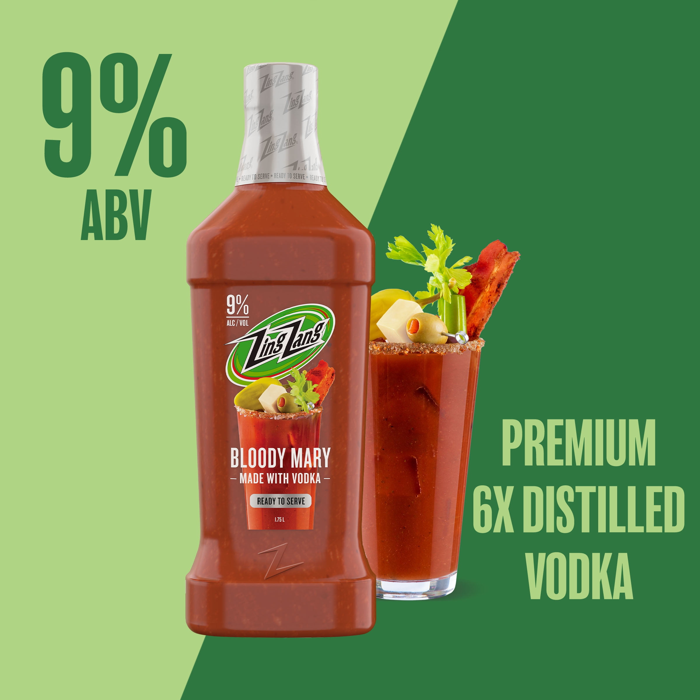 Zing Zang Bloody Mary with Vodka, Ready-to-Serve Cocktail, 1.75L