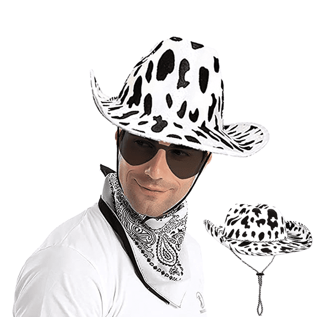 Sombrero de vaquero Sombrero divertido con estampado de vaca Sombrero de vaquero blanco y negro unisex Sincero Electrónica