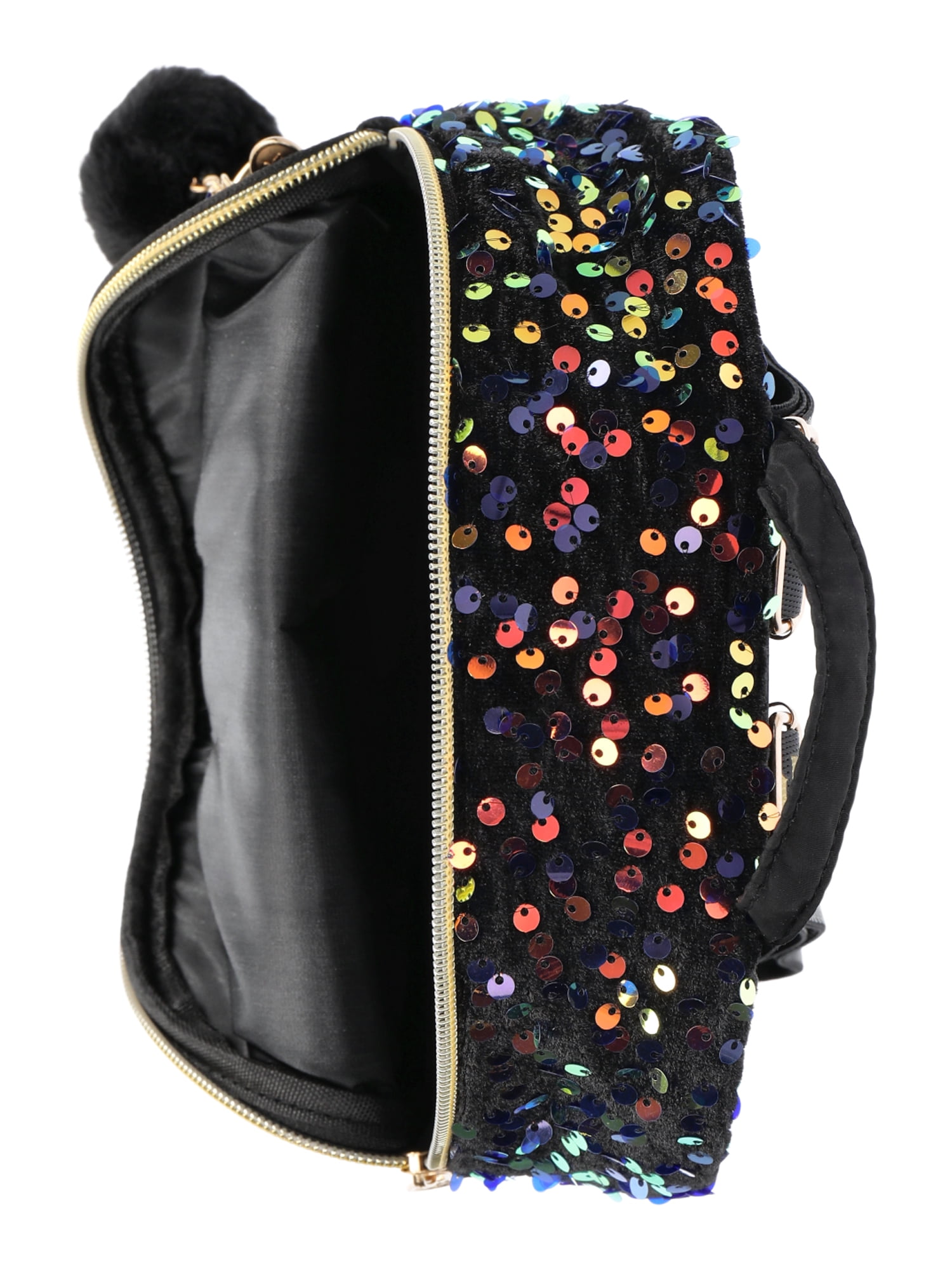 Justice Girls Wicked Sequin Mini Backpack with Lenticular Front Pocket Black Walmart