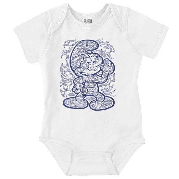 Hefty Smurf Cartoon Tribal Tattoo Romper Boys or Girls Infant Baby Brisco Brands NB
