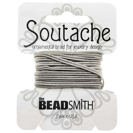 Soutache Cord - BeadSmith Soutache Braided Cord 3mm Wide - Silver Gray (3 Yard Card)