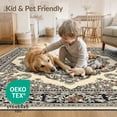 thumbnail image 4 of ODIKA 4'x6' Navy Beige Vintage Boho Distressed Scroll Border Orange Ornate Washable Area Rug None Stain Resistant, Low Pile, Easy Care for Dorm Room, Small Living, 4 of 7