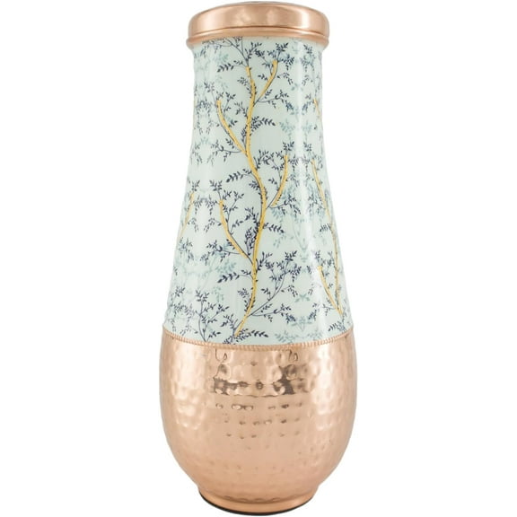 Pure Copper Water Carafe – 1.8L Long Neck Printed| Ayurvedic Health Benefits | Handcrafted Eco-Friendly Pitcher for Bedside or Kitchen Use