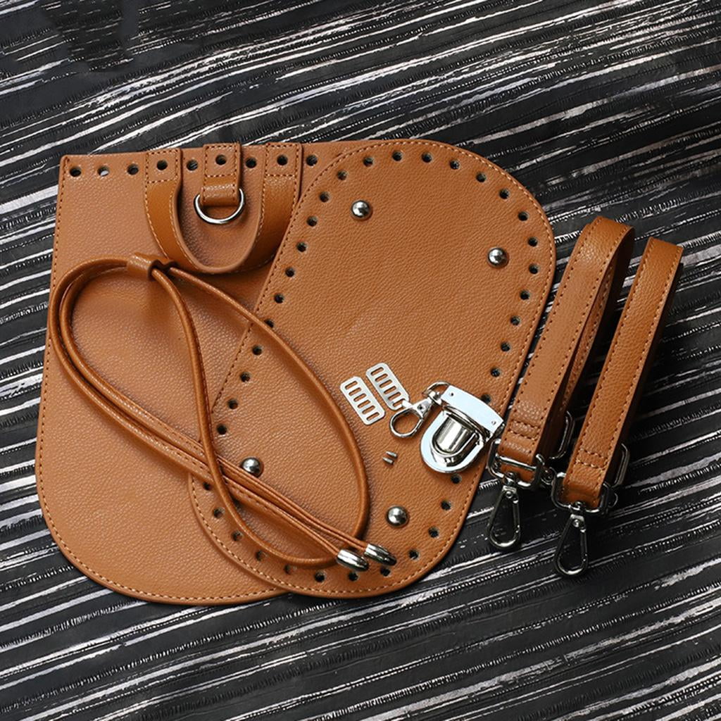 DIY Leather Knitting Bag Bottom Shaper Pad Drawstring Set for Bag Making Parts Brown