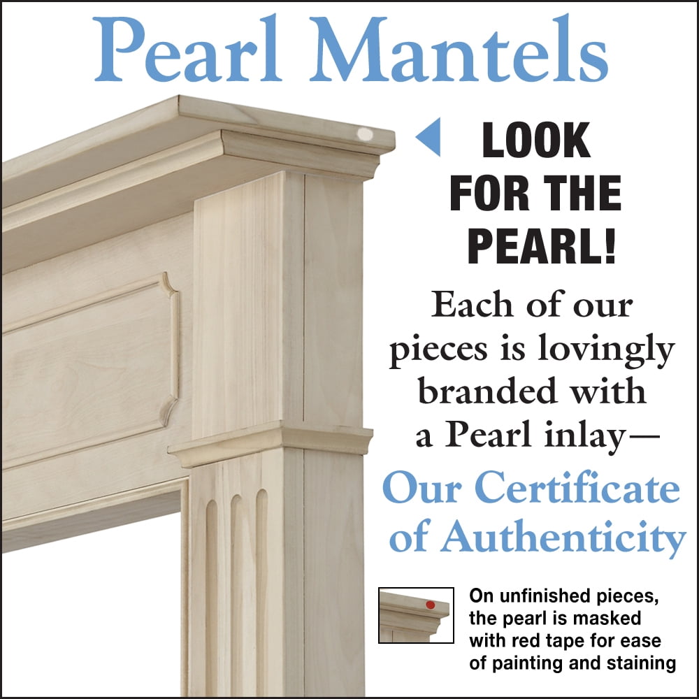 Pearl Mantels Williamsburg Transitional Styled Mantel Surround, Constructed With Hand Chosen Grade A Wood and Wood Veneers, Unfinished, Paint and Stain Grade, Interior Opening 56"W x 42"H