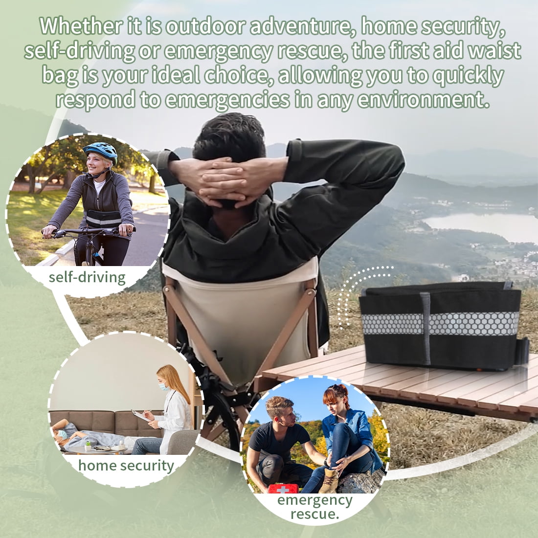 EHUCONPERS First Aid Waist Bag EMS, Three-Piece System, IFAK, Emergency Medical Supplies, 1PC