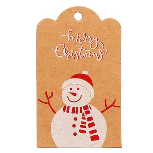 48 100 piezas etiquetas navideñas etiquetas de regalo de papel Kraft de Navidad etiqueta colgante para manualidades Diy