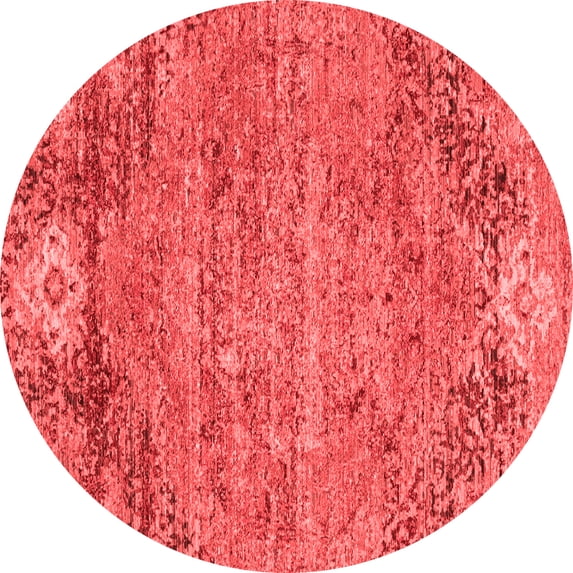 Ahgly Company Indoor Round Abstract Red Contemporary Area Rugs, 3' Round