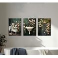 thumbnail image 3 of 3Pcs Romantic Vintage Floral Bathroom Wall Art Canvas Posters Prints Pictures Bathtub Sink Shower Paintings Wall Decor for Home Decoration, 3 of 6