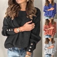 thumbnail image 3 of shoper Womens Sweaters with Buttons Long Sleeve Crewneck Casual Pullover Tops Loose Knit Jumper Tops 2025 Fall Fasion Clothes, 3 of 6
