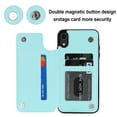 thumbnail image 3 of Case Compatible with iPhone XR, Stylish Card Slots Kickstand PU Leather Back Case Magnetic Closure RFID Blocking Drop Protective Shockproof Cover for iPhone XR, Mint, 3 of 8