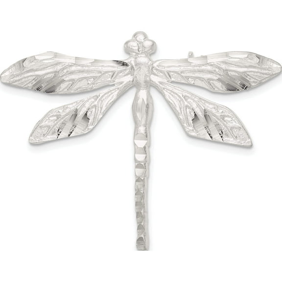 Sterling Silver Satin Finish Diamond Cut Dragon Fly Pin (36 X 45) Made In India qp461