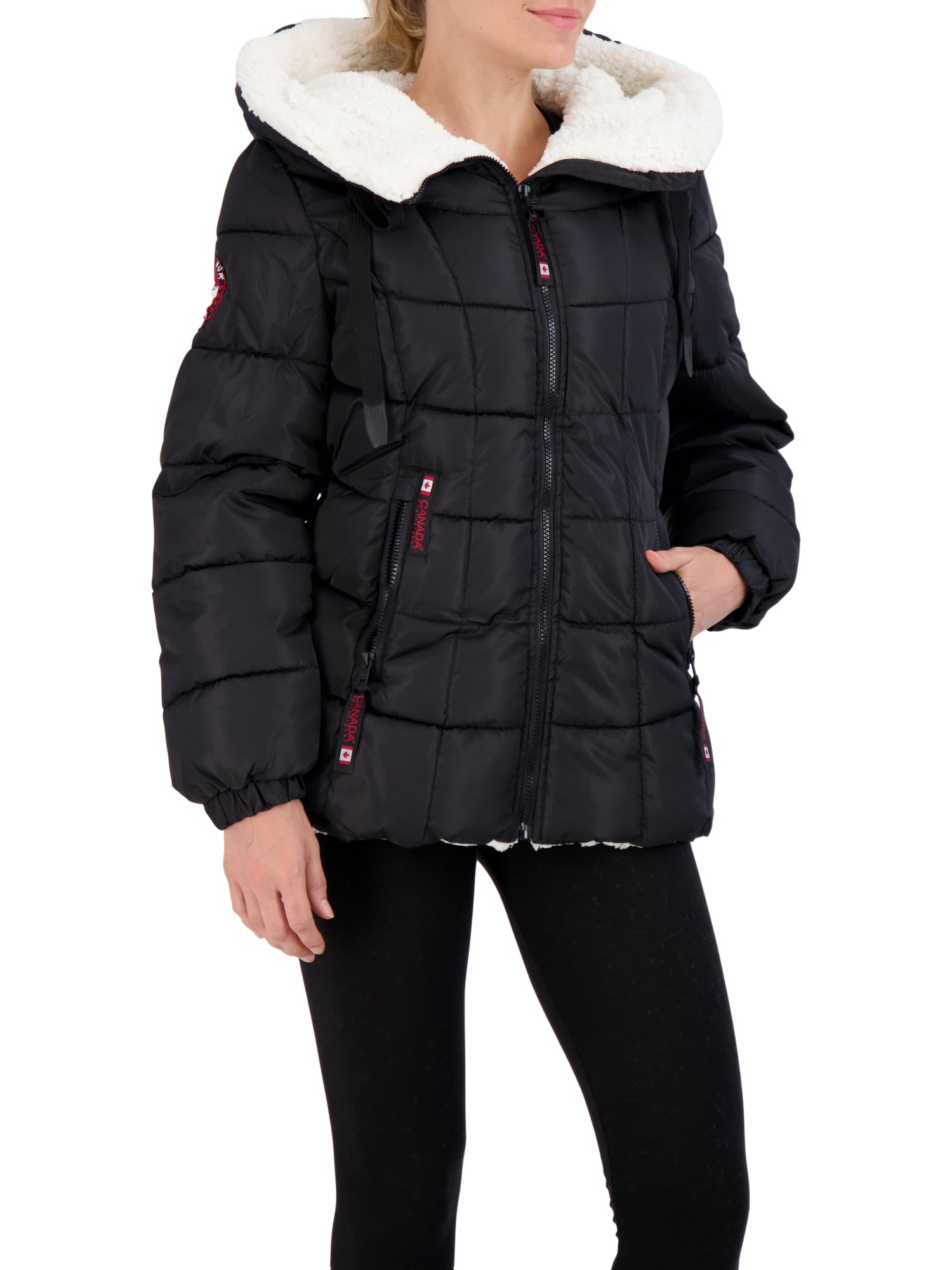 Sherpa Lined Puffer Coat - Walmart 