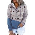 thumbnail image 1 of Chandail Décontracté pour Femmes, Mode Automne et Hiver, Grand Imprimé de Chat, Manches Longues, à Capuche, Style Porte, 1 of 6