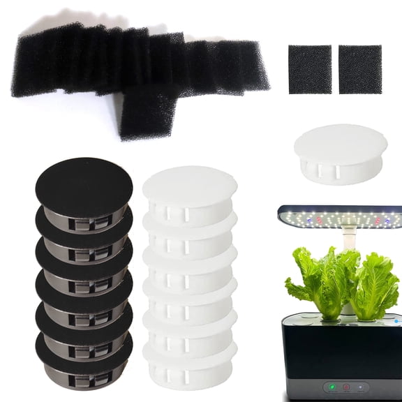Qzbhct 10 Pump Filter Sponge 6 White 6 Black Plant Spacer Kit for AeroGarden, Harvest, Bounty, Farm, Extra