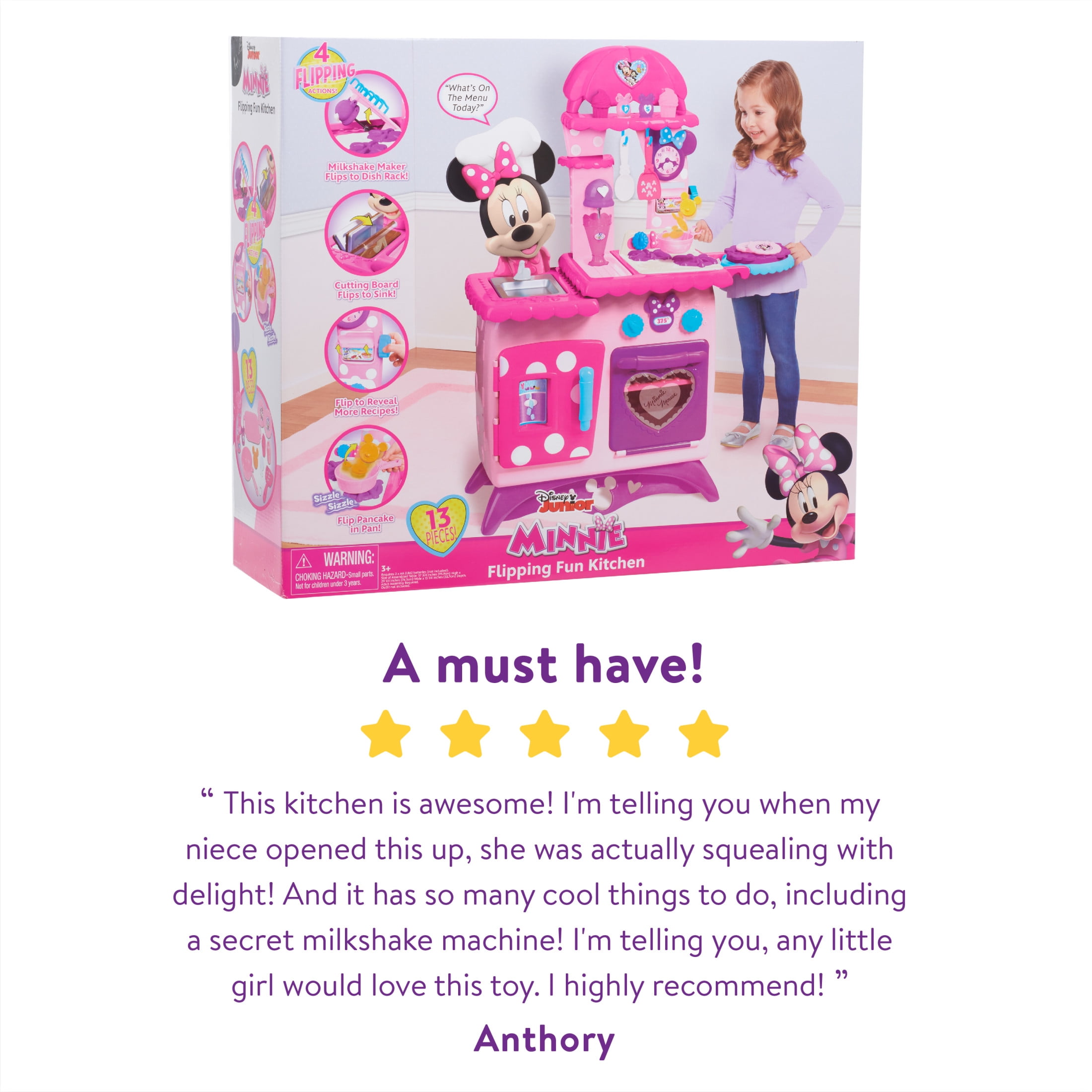 Disney Junior Minnie Mouse Kitchen Playset with Sounds Extra Accessories Ages 3 Walmart