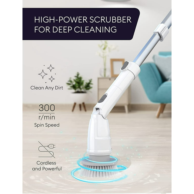 Electric Spin Scrubber, 360 Cordless Powerful Scrub Brush for Cleaning  Bathroom, Tile, Floor, Tub & Shower with Adjustable Extension Handle and 3