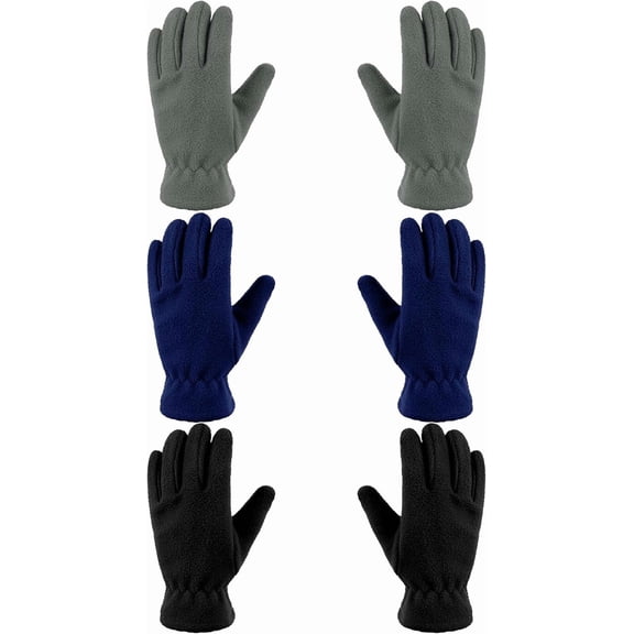 3 Pairs Kids Fleece Gloves Youth Winter Warm Glove Full Finger Toddler Mittens for Boys Girls Outdoor