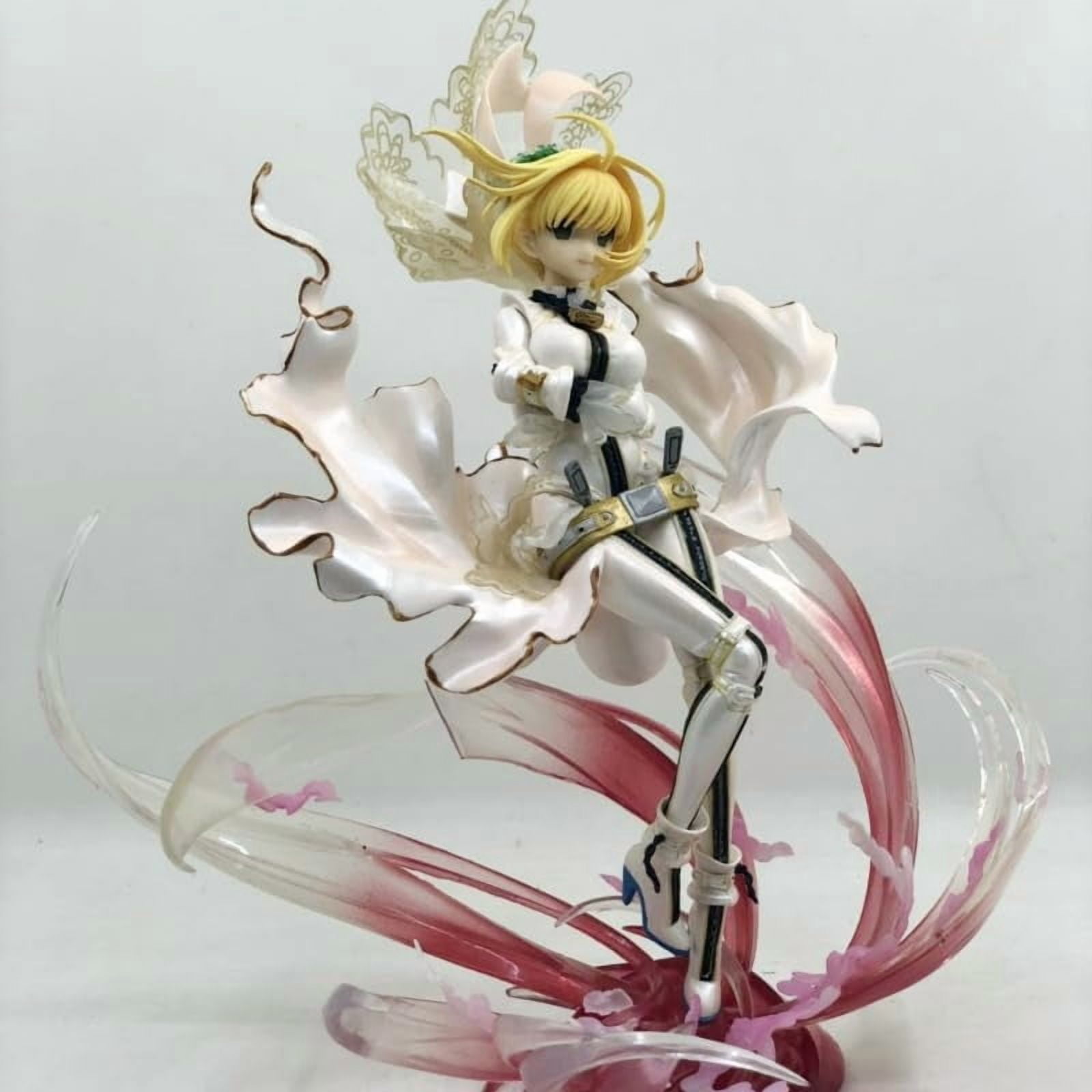 Saber Figure, Pretty Wedding Dress Saber Nero Action Figures 23cm/9.1inch Handmade Anime Model Game Character Statue Collection Gift