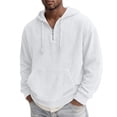 thumbnail image 4 of MXALUOB Hooded Sweatshirts for Men Corduroy Textured Quarter Zip Pullover Hoodie Drawstring Solid Color Tops Loose Fit Streetwear, 4 of 5