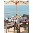 thumbnail image 3 of Outdoor Tablecloths with Umbrella Hole & Zipper, Spring Gnomes 54x54 Inch Square Tablecloths, Botanical Rose Leaves Black Buffalo Plaid Waterproof Table Cloth, Patio/Pool/Picnic Table Covers, 3 of 8