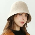 thumbnail image 3 of Women's warm wool bell hat solid color winter fisherman's hat, 3 of 5