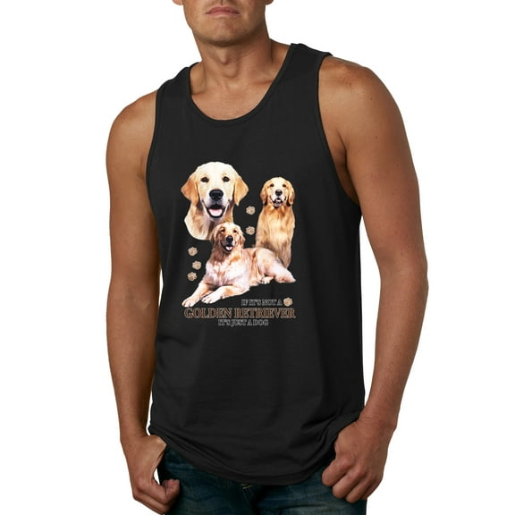 If It's Not a Golden Retriever It's Just a Dog Gift | Mens Dog Lover Graphic Tank Top, Black, Small