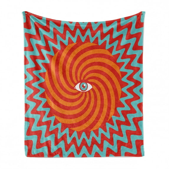 Vintage Soft Flannel Fleece Throw Blanket, Inner Eye in Centre of Spiral Lines with Concentric Circle Pattern Hypnotic Art, Cozy Plush for Indoor and Outdoor Use, 50" x 60", Multicolor, by Ambesonne