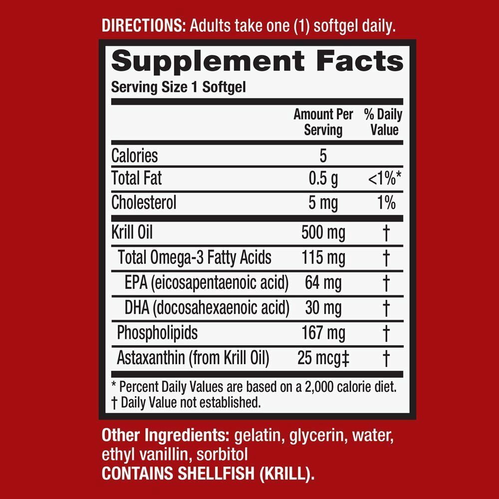 Mega Red Extra Strength Omega 3 Krill Oil Softgels, 500 Mg, 40 Ct, 6 Pack (240 Ct)