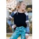 thumbnail image 3 of ABPHQTO Top de manga larga para mujer con bloque de color negro a rayas para mujer, 3 of 5