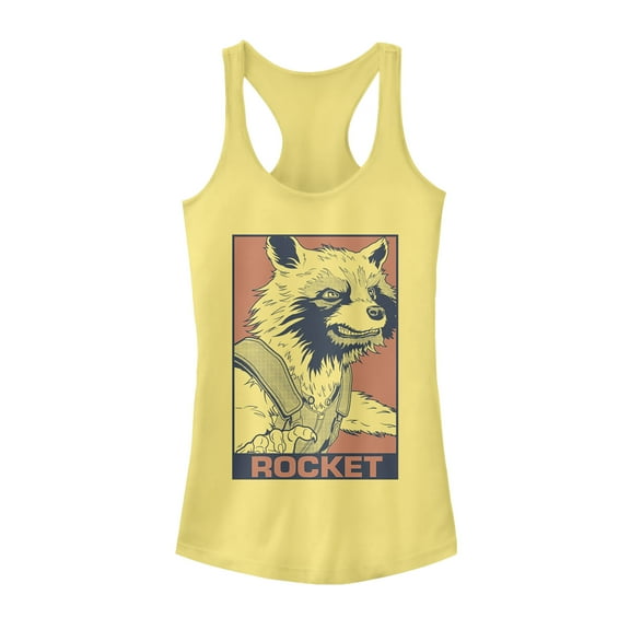 Junior's Marvel Avengers: Endgame Rocket Ready Racerback Tank Top Banana Medium