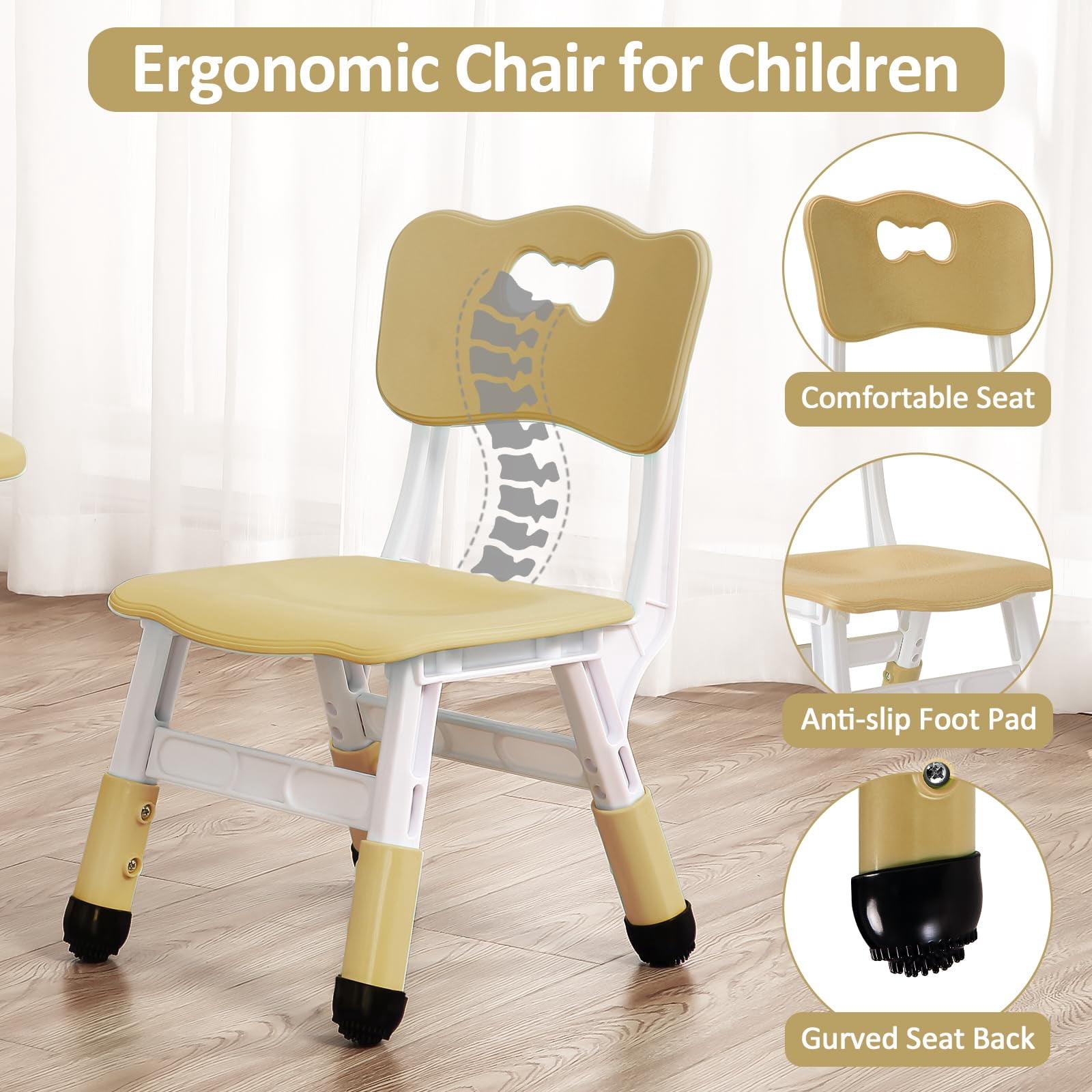 TROPOW Kids Table and Chairs,Height Adjustable Toddler Table and 4 Chair,Multi-Activity Table with Graffiti Desktop Non-Slip Legs for Ages 2-10,Children Activity Table for Daycare,Classroom,Home