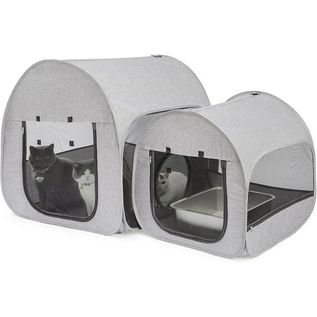 Portable Cat Playpen, Delivery Room, Enclosure, Postoperative Recovery, House Design for Better Standing, Foldable Pet Tent for Indoor and Outdoor Use, Cat Houses & Condos (Light Grey)