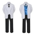 thumbnail image 2 of 5-7pc Formal Black White Suit Set Teal Bow Long Tie Vest Boy Baby Sm-20 Teen, 2 of 3