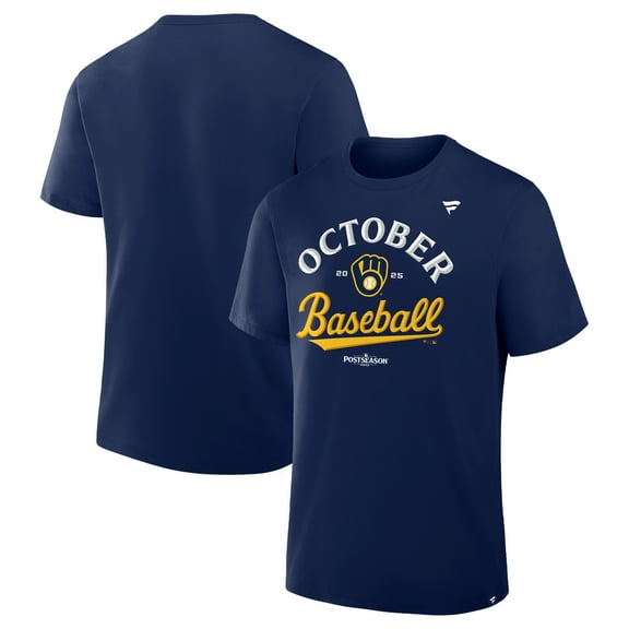 Men's Navy Milwaukee Brewers 2025 MLB Postseason Locker Room T-Shirt