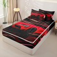 thumbnail image 2 of Castle Fairy Neon Sports Car Zipper Twin Comforter Sets with Fitted Sheet and 2 Pillowcases,Light Trail Race Zipper Bedding Set,Red Black,4-Piece,Black Reversible, 2 of 6