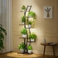 62" Tall Plant Stand with Grow Light Indoor, 7 Tiered Metal Plant Shelf