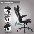 thumbnail image 3 of OffiClever Racing Style Office High Back Desk Executive PU Leather Rolling Task Swivel Computer with Lumbar Support Headrest, White, 3 of 5