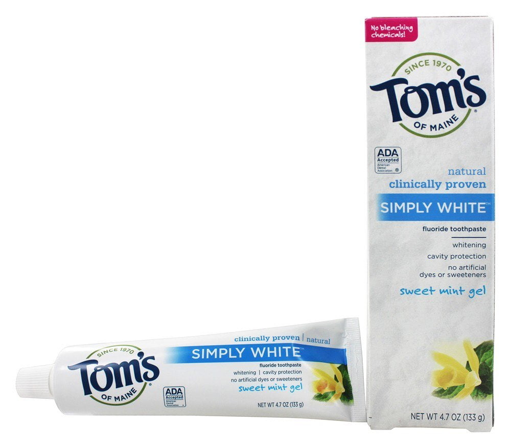 Tom's of Maine Natural Toothpaste Simply White With Fluoride Sweet Mint Gel 4.7 oz