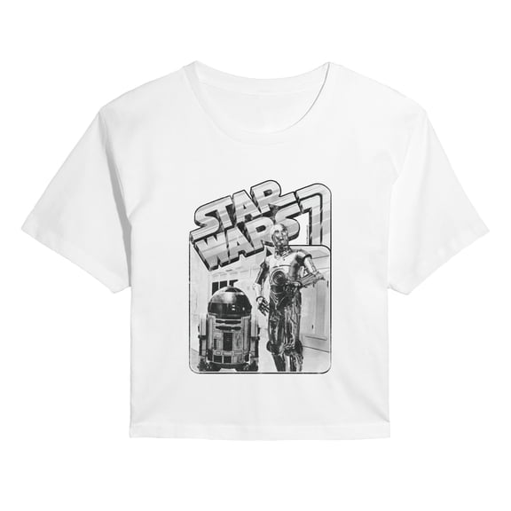 Star Wars - Vintage R2D2 & C3PO - Juniors Cropped Graphic T-Shirt