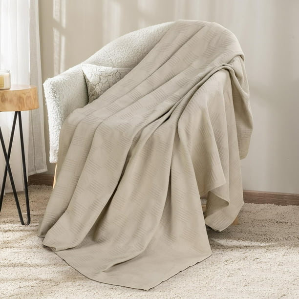 Manta Blanket Utopia Bedding, color caqui, 100% algodón, 150 x 125 cm