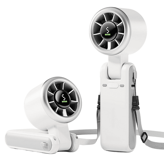 CPHUSA Portable Handheld Turbo Fan, 3-in-1 Cooling Fan with 5 Speeds, Battery Operated, Up to 12 Hours, for Travel, Outdoor & Beach (White)