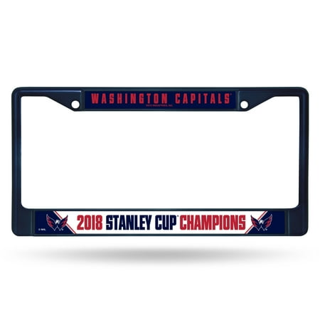 National Champions License Plate - Washington Capitals Official NHL 2018 National Champions License Plate Frame Chrome by Rico 390394