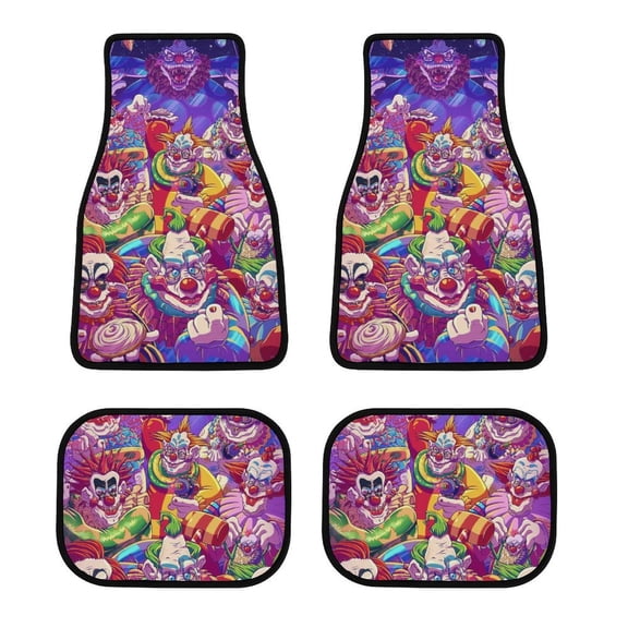 Movie Killer Klowns from Outer Space Car Floor Mat Set 4-Piece Front/Rear Auto Foot Mats Carpet Universal Fit Sedans Coupes SUV Truck