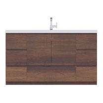 Vinnova Cristo 55" Wood Single Bath Vanity with 4 Drawers in Aged Dark ...
