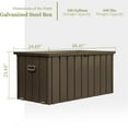 thumbnail image 6 of 100 Gallon Galvanized Steel Outdoor Storage Deck Box, Waterproof Lockable Patio Bin for Cushions, Tools, Dark Brown, 6 of 13