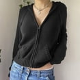 thumbnail image 1 of Women’s Full Zip Knit Hoodies  Casual Solid Color Long Sleeve Drawstring Sweatshirts, 1 of 2