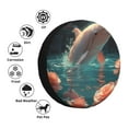 thumbnail image 4 of Salouo Flower White Dolphin Print Spare Tire Cover 14-17 inch Spare Tire Protector Universal Tough Tire Wheel Cover for Trailer SUV and Truck-16 inch, 4 of 6